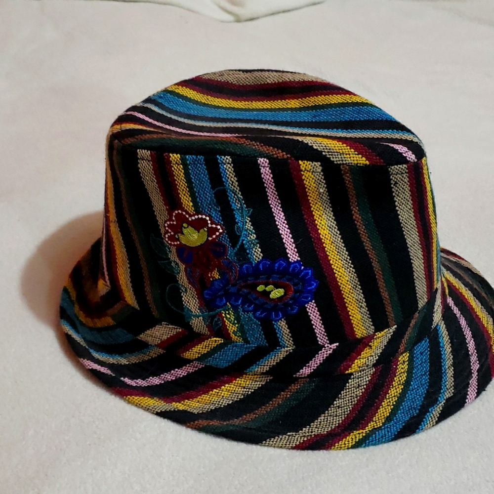 Corful striped fabric fedora